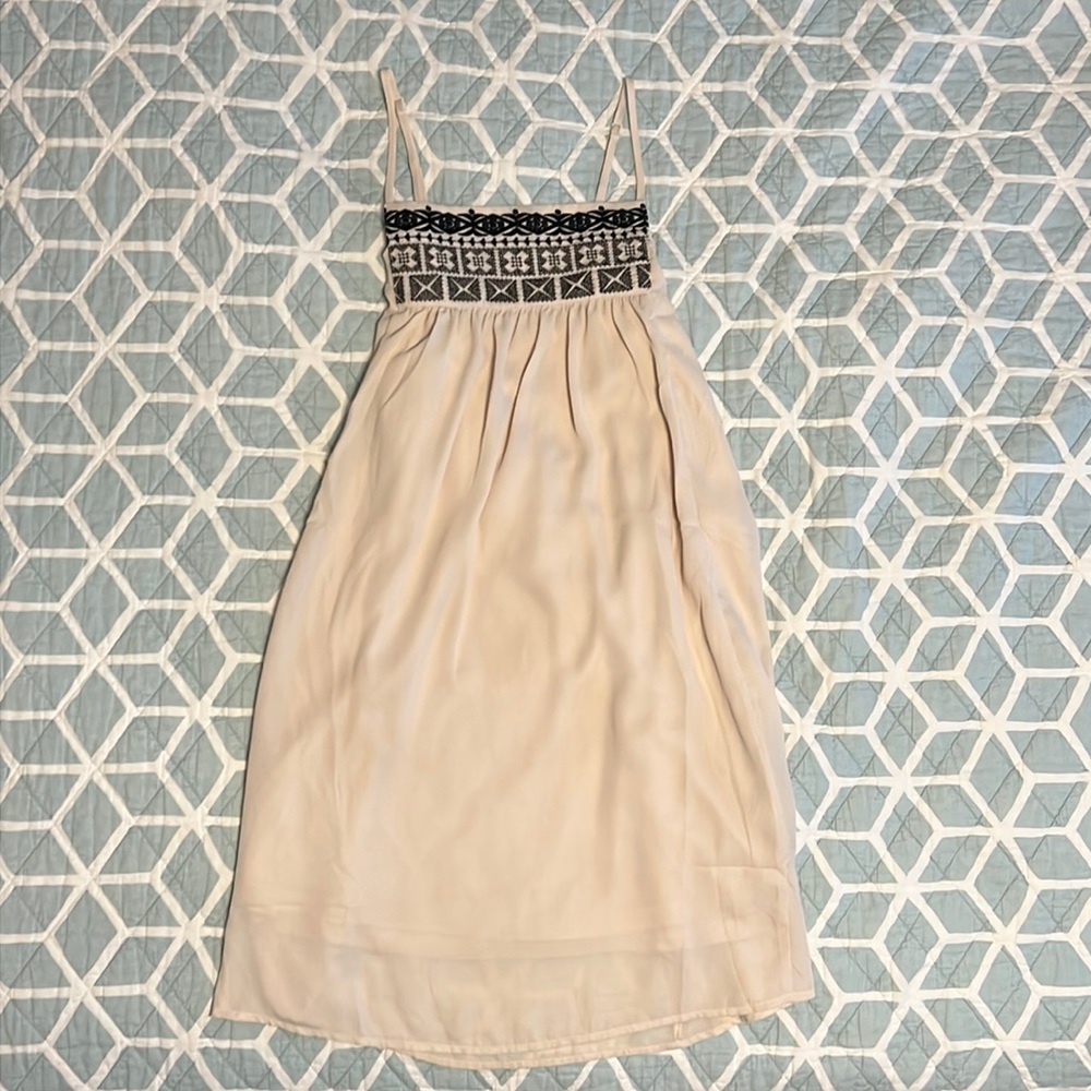 Cream and black embroidery boutique boho dress